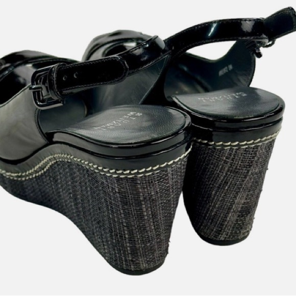 Stuart Weitzman - Women's Patent Wedge Shoes (black-size 6 1/2) - Picture 10 of 13